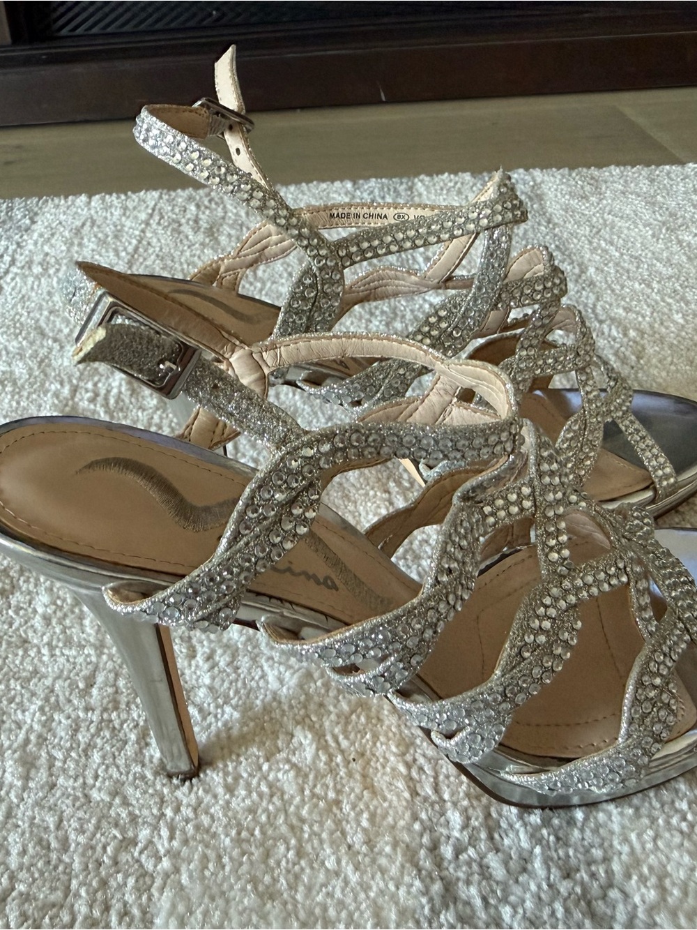Nina Silver Crystal Strappy High Heels - Picture 4 of 6